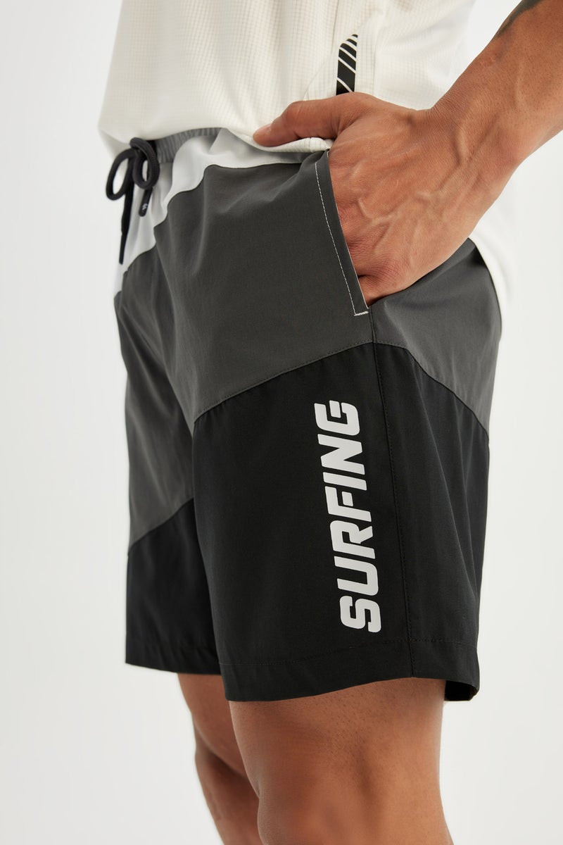 ديفاكتو شورت بحر قصير أسود رمادي قصة عادية من DeFactoFit - Image 5